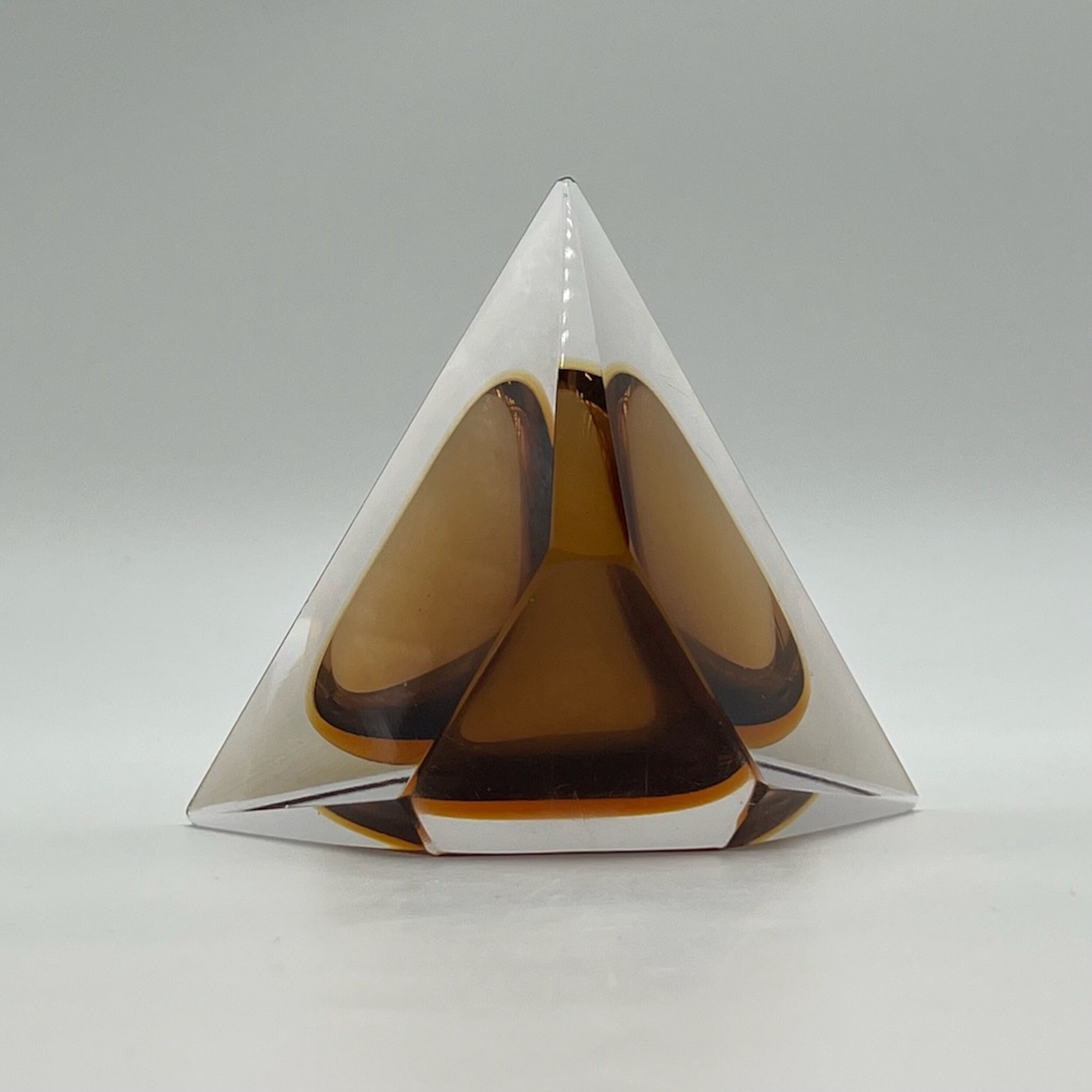 Handmade Sommerso Glass Pyramid Vase Italy, 60s