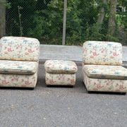 2 modular vintage bench armchairs with floral pattern – Cottage Style