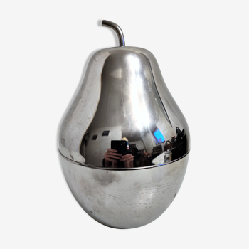 Ice bucket tray chrome pear stainless steel vintage