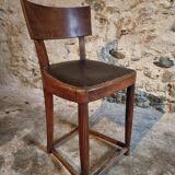 Antique French beech chair – Early 1900s – Solid curved backrest