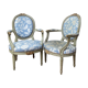 Pair of armchairs medallion in lacquered wood style louis xvi xix eme century