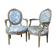 Pair of armchairs medallion in lacquered wood style louis xvi xix eme century