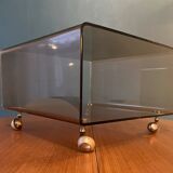 Small table, deserted on caster end table Plexiglas Michel Dumas