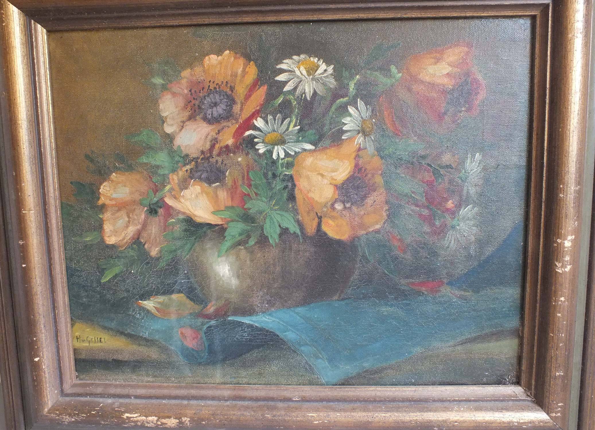 PAINTING - OIL ON CANVAS SIGNED H VAN GESSEL - BOUQUET OF FLOWERS
