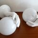 Pair of ceramic hand sconces - globe ball - vintage design 70's