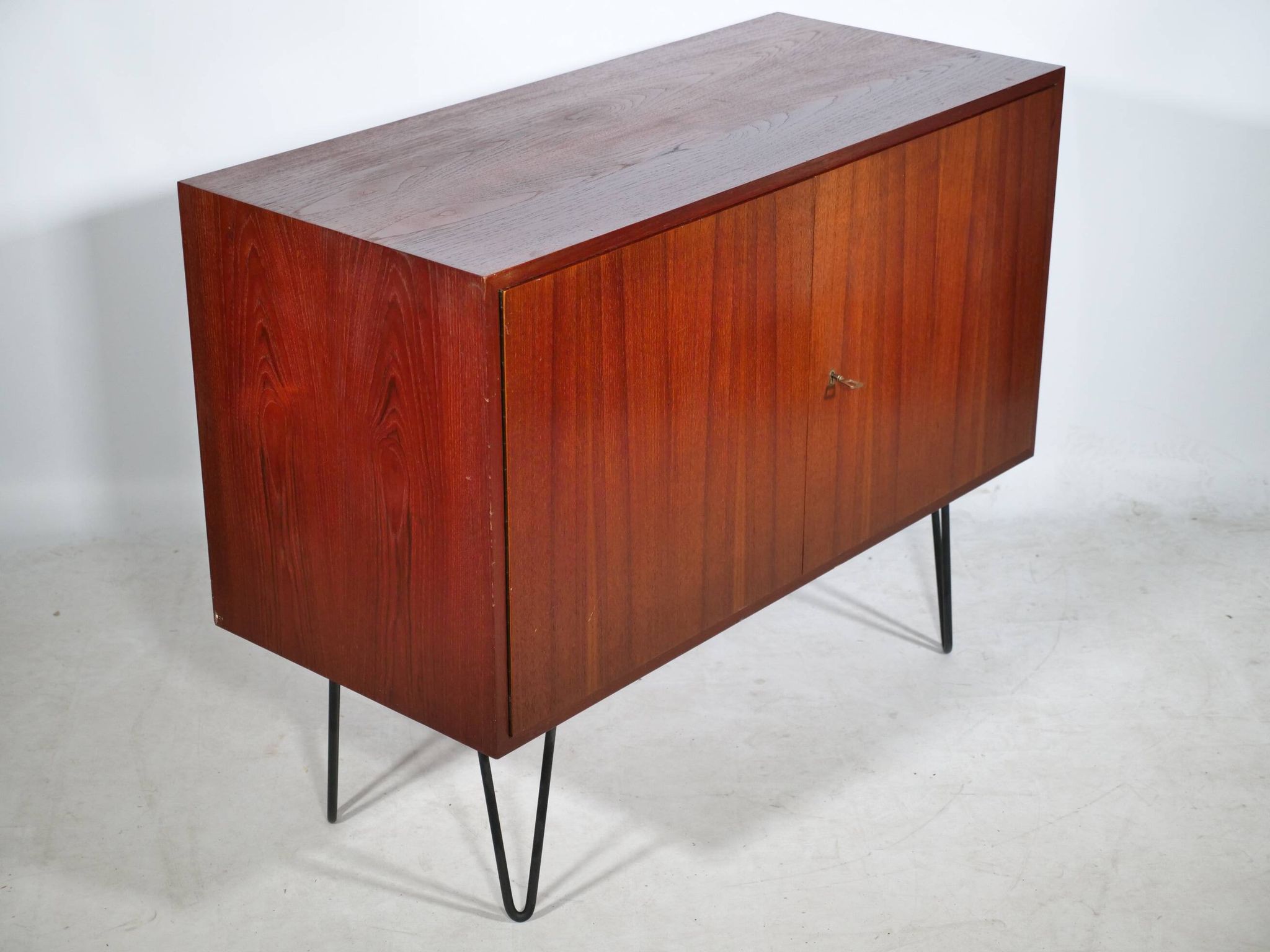 Buffet d'Erich Stratmann, teck, pieds en épingle à cheveux, armoire, années 1960