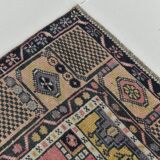 Tapis vintage oriental fait main rose et crème 4x7, 130x225 cm