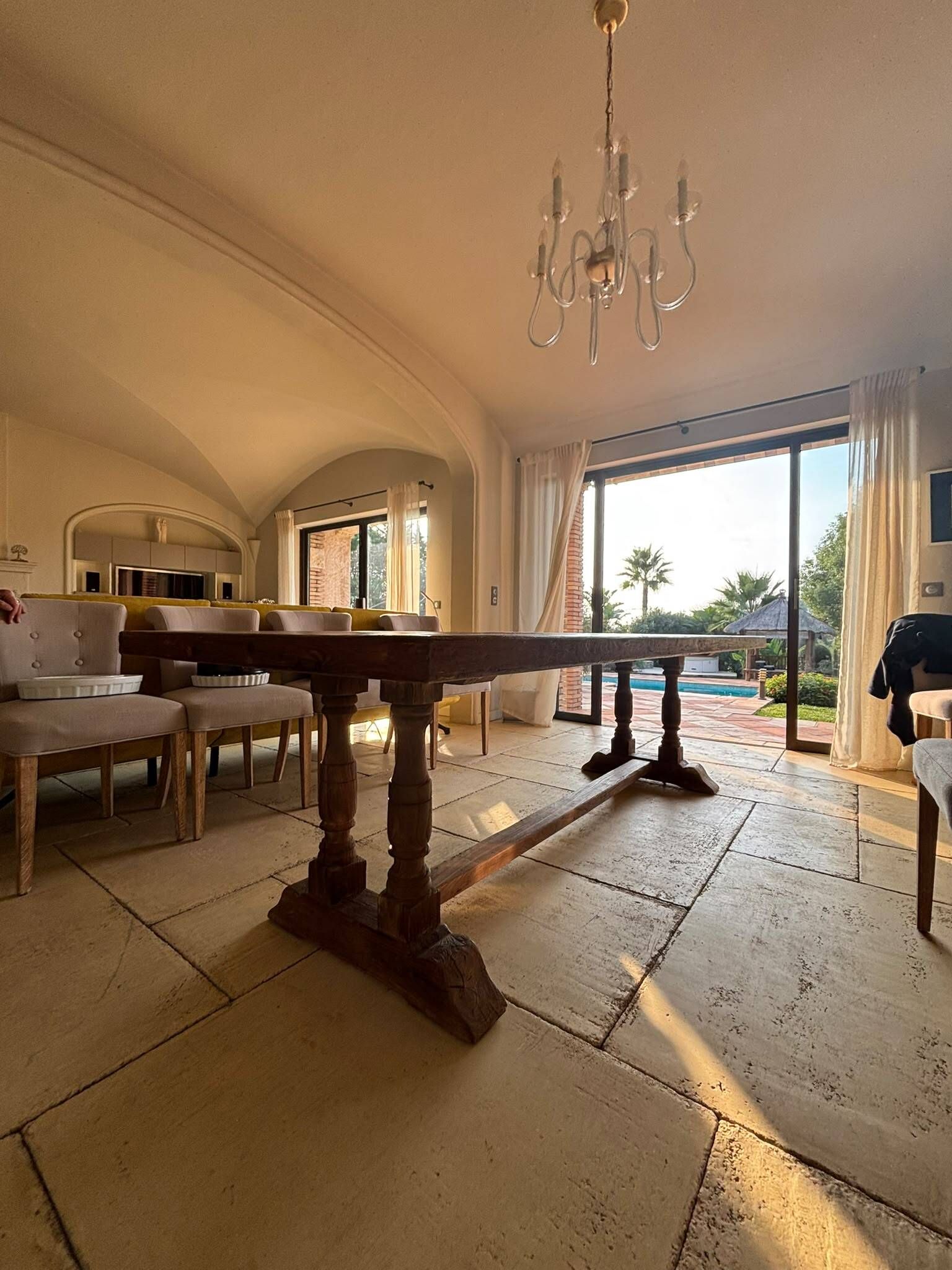 Large solid wood dining table