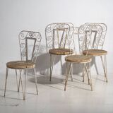 Anciennes chaises d’extérieur blanches (vers 1920). Ensemble de 4 pièces