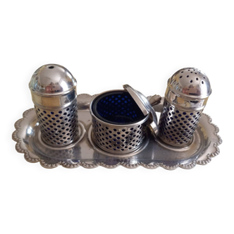 Vintage oiler style salt pepper mustard set