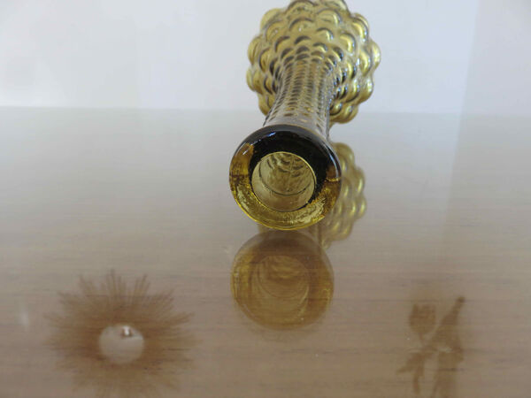 Bouteille, carafe, Empoli, Italy, en verre bullé jaune, années 60 70