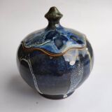 Stoneware candy box Nault pottery