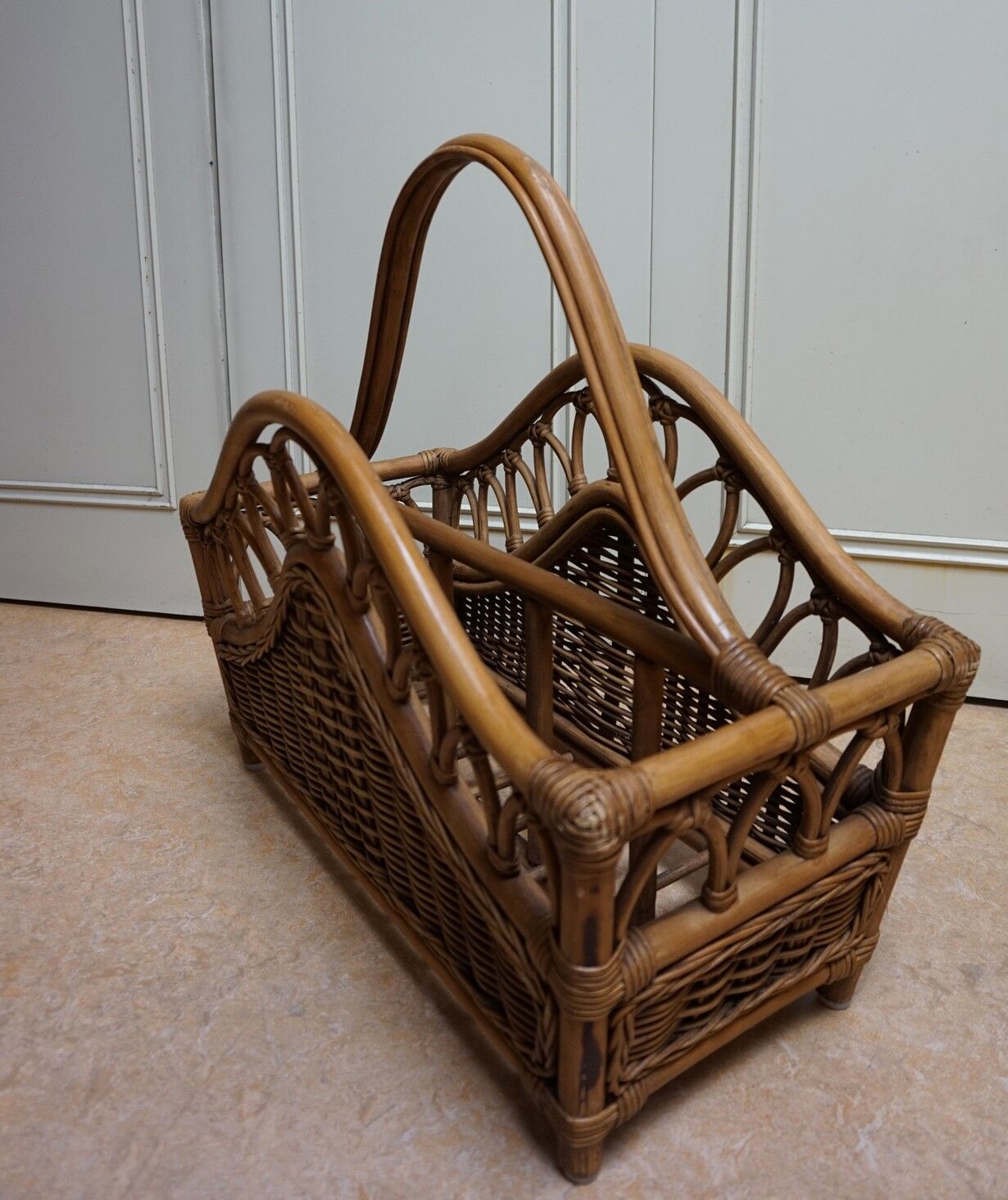 Mid-century italian french riviera bamboo & rattan magazine rack, 1960s