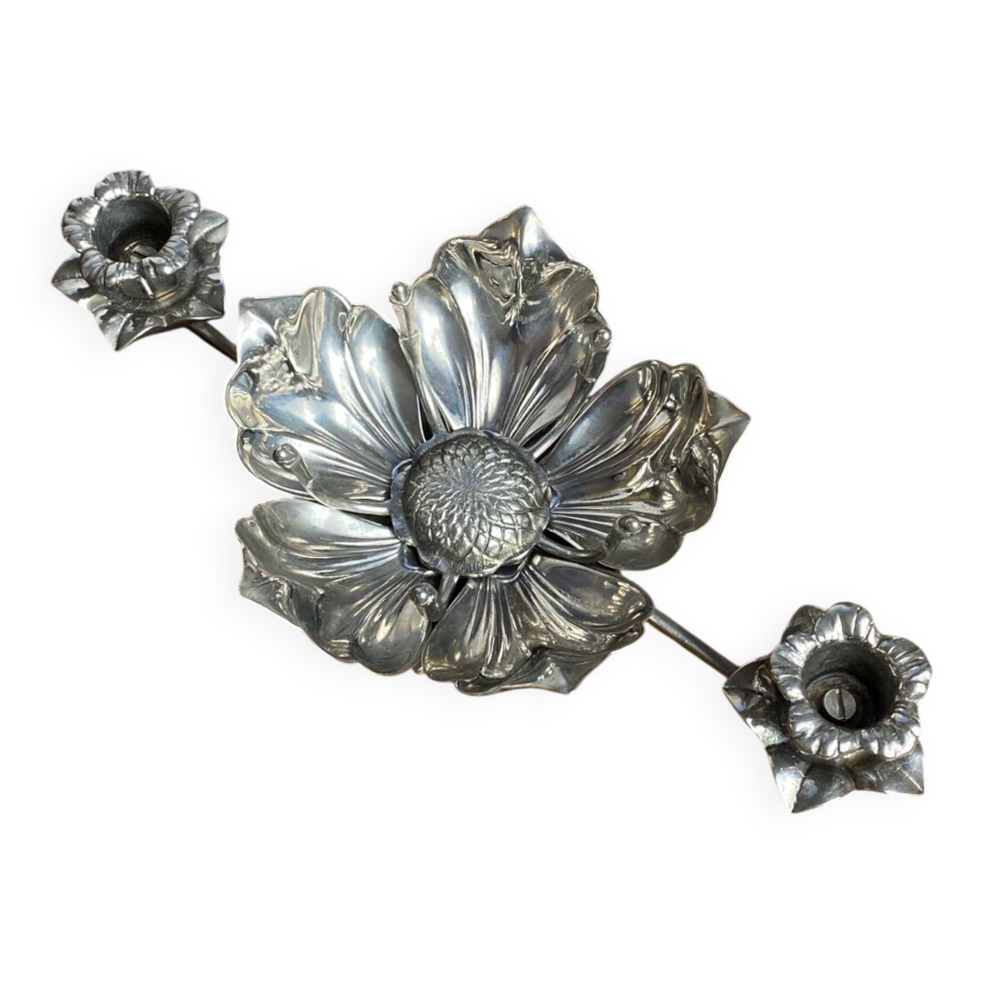 Flower candle holders, lotus ashtray with removable petals, 1960s.