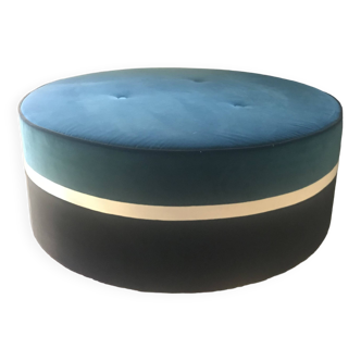Leo pouf - 100 x 43 h - blue black - velvet - maison sarah lavoine