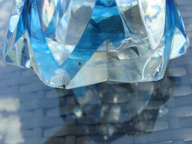 Large blue crystal vase
