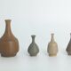 Petits Vases Mid-Century Scandinaves Modernes de Collection en Grès Marron par Gunnar Borg, Set de 4