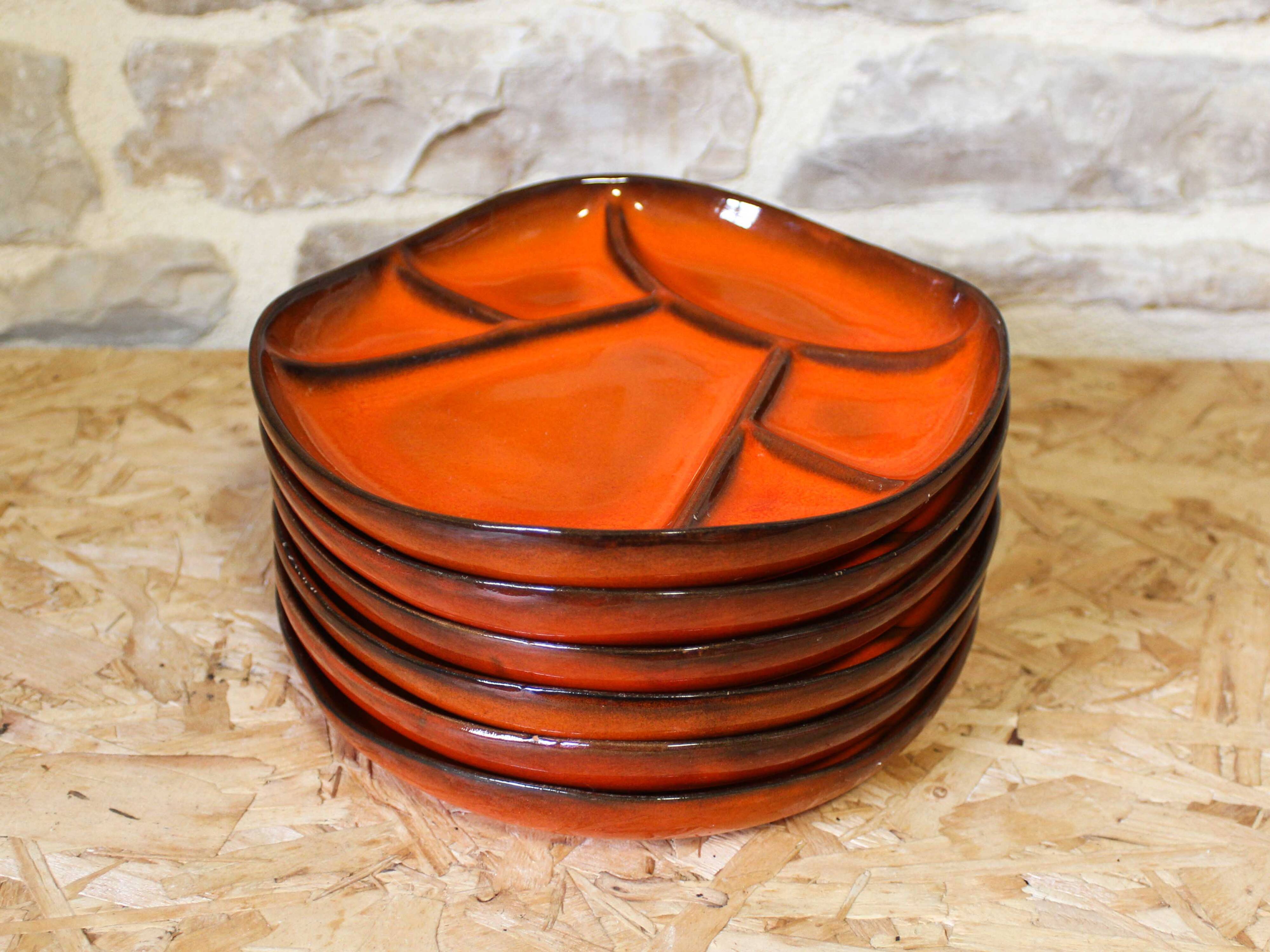 Set of 6 ceramic plates by Gérard Hofmann