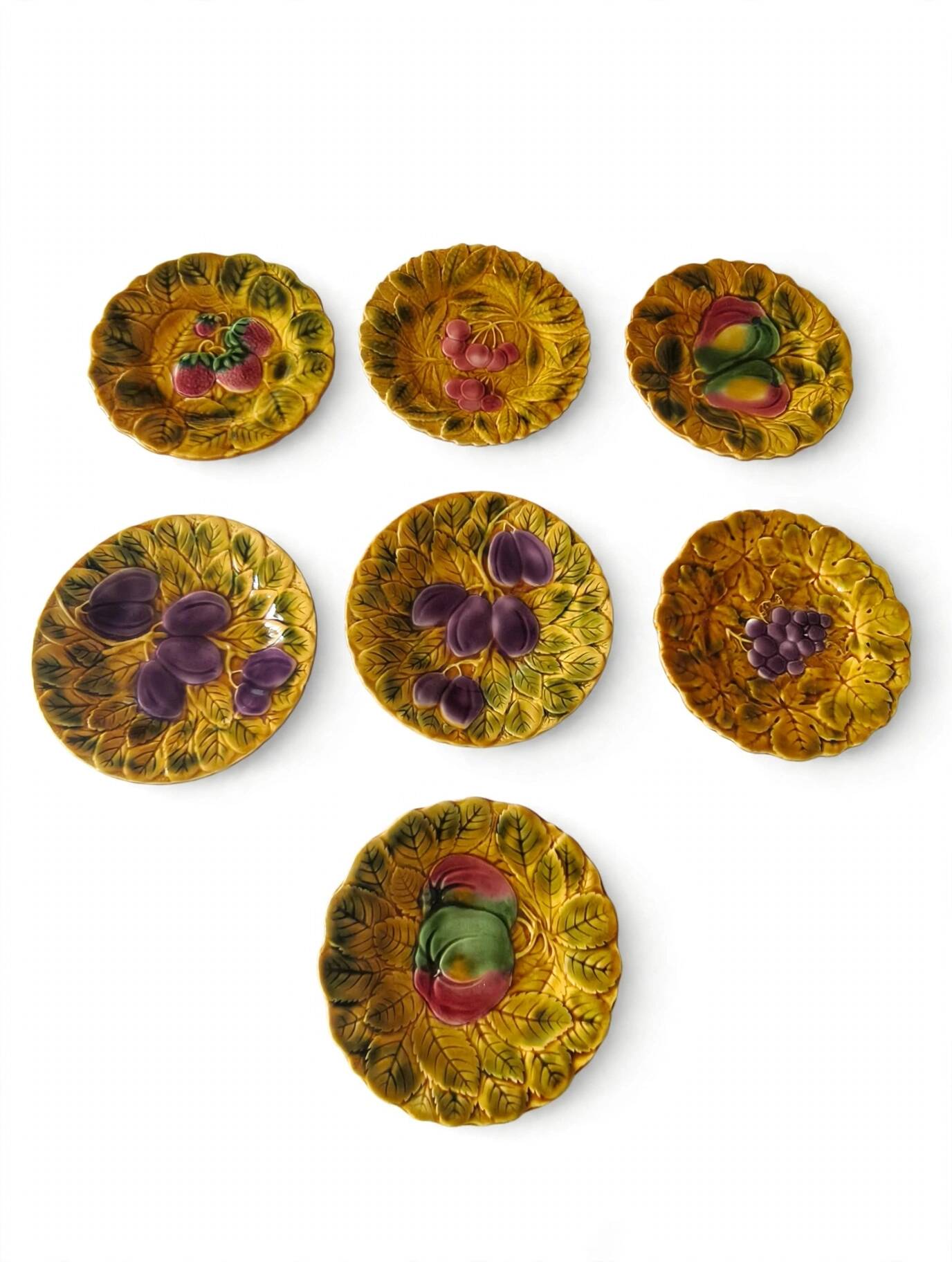 7 barbotine plates from Sarreguemines