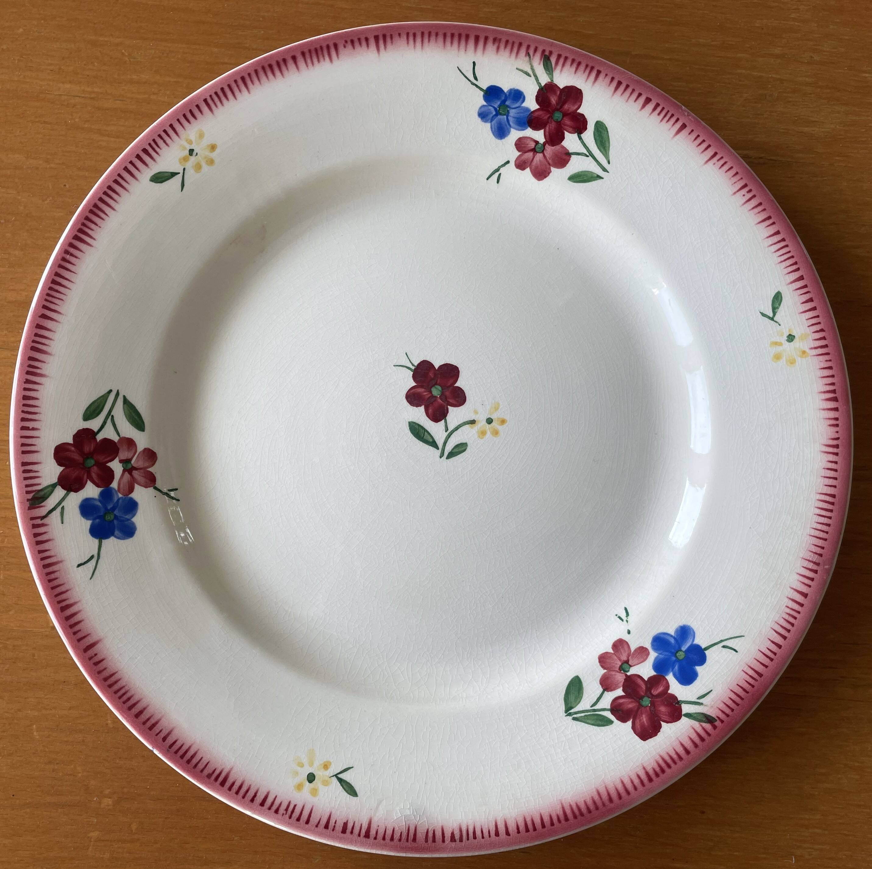 6 antique flat plates in Sarreguemines earthenware