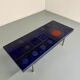 Table basse en céramique émaillée bleue design année 70