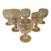Set of 6 vintage bubbled stemmed glasses Biot