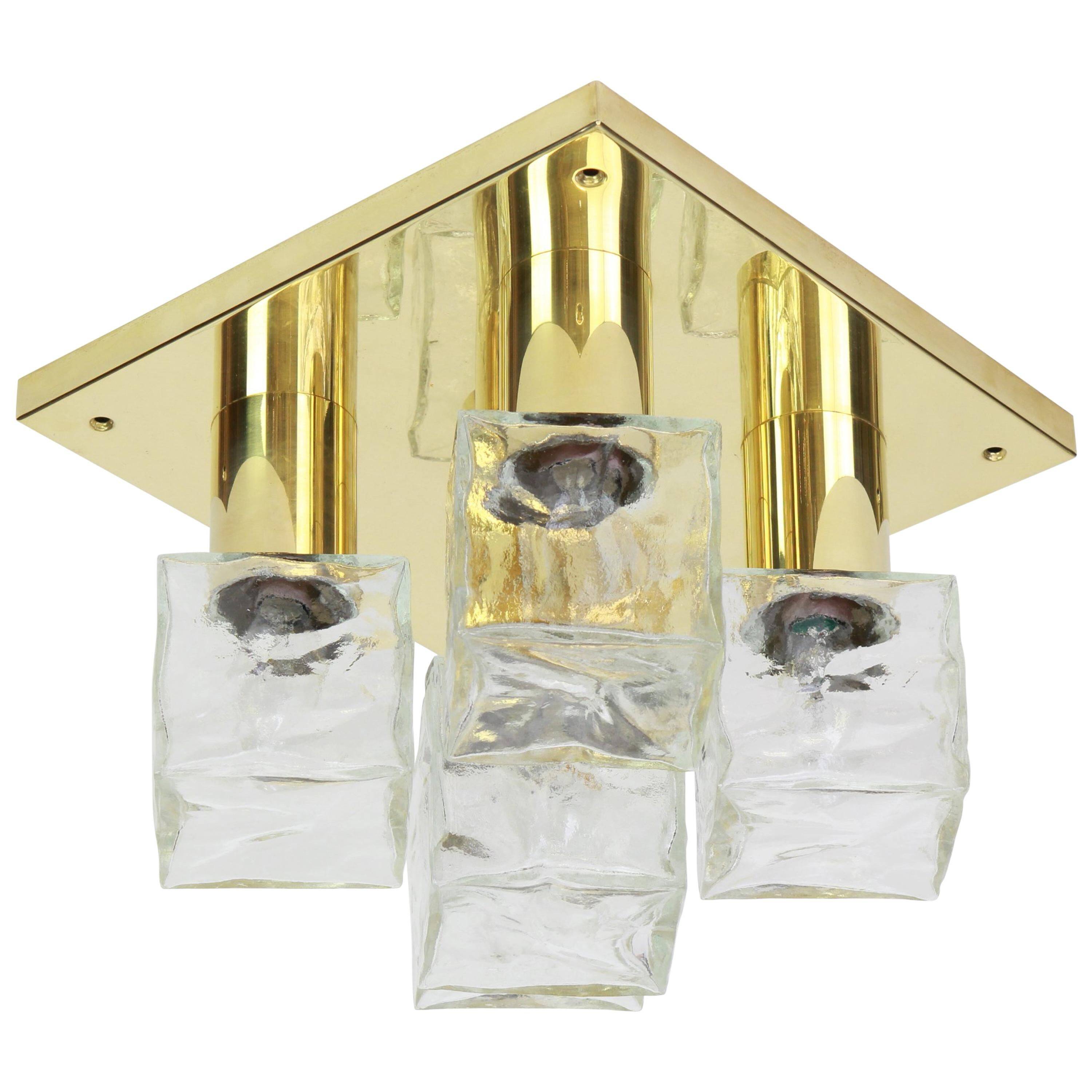 Large glass ice chandelier from Murano by Kalmar, Austria, 1960s.