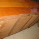 Mahogany and straw chest of drawers, circa 1950, Mexican made