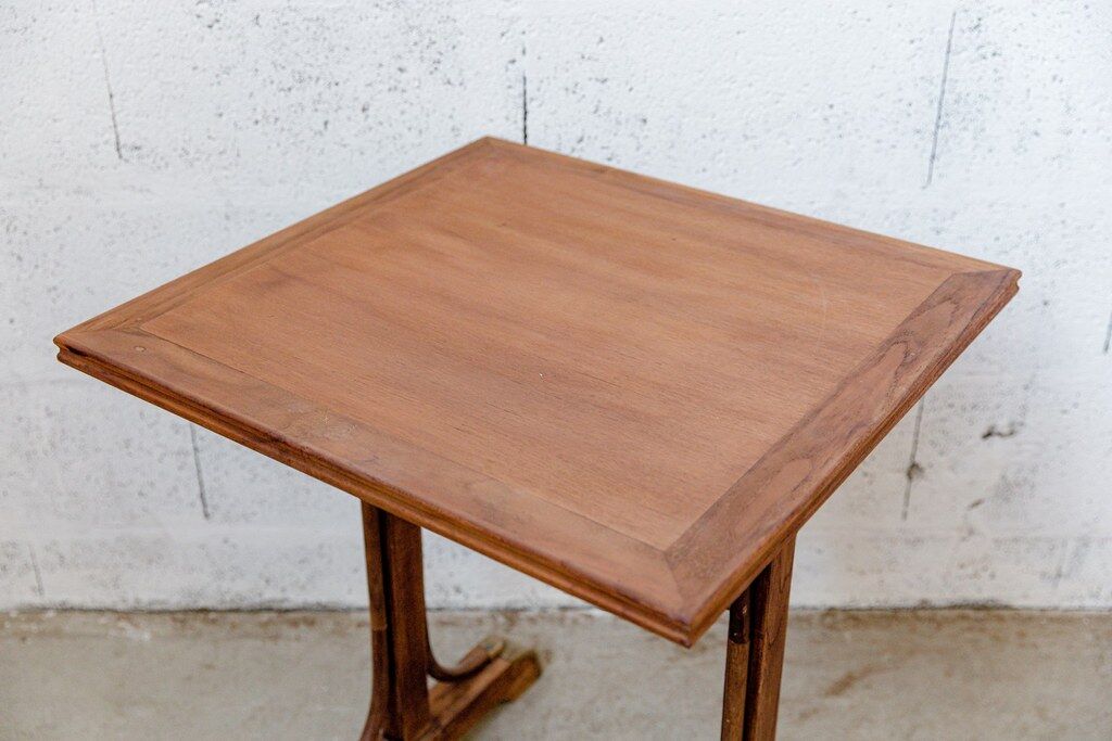 Curved wood bistro table