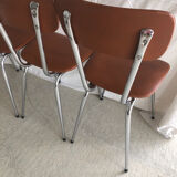 4 chairs in brown skaï and metal vintage year 60