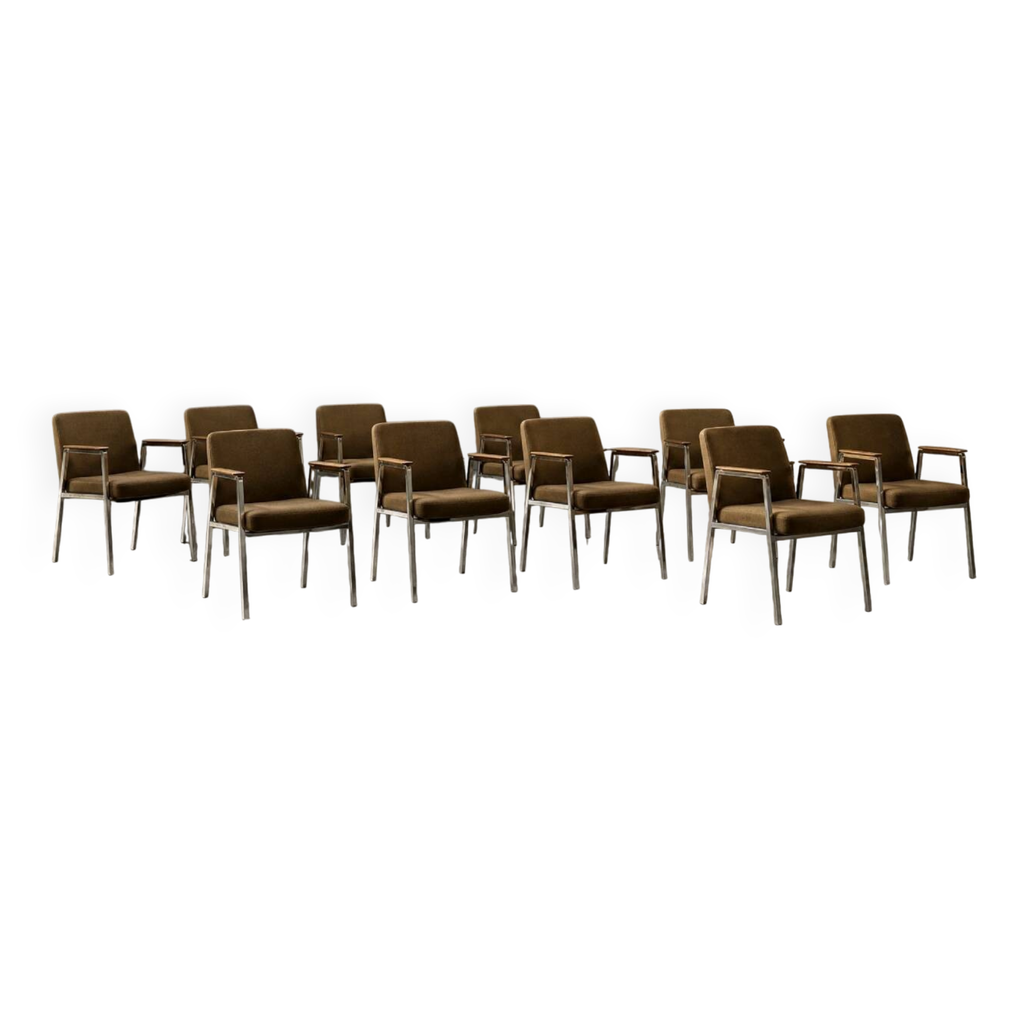 Chaise de conférence vintage mid-century moderne allemande marron de Drabert, 1970