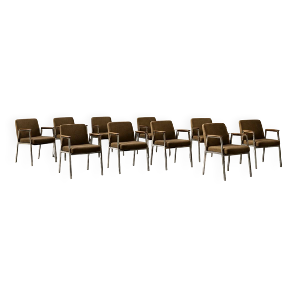 Chaise de conférence vintage mid-century moderne allemande marron de Drabert, 1970
