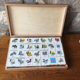 Educational game of 28 cubes of vintage wooden Jeujura