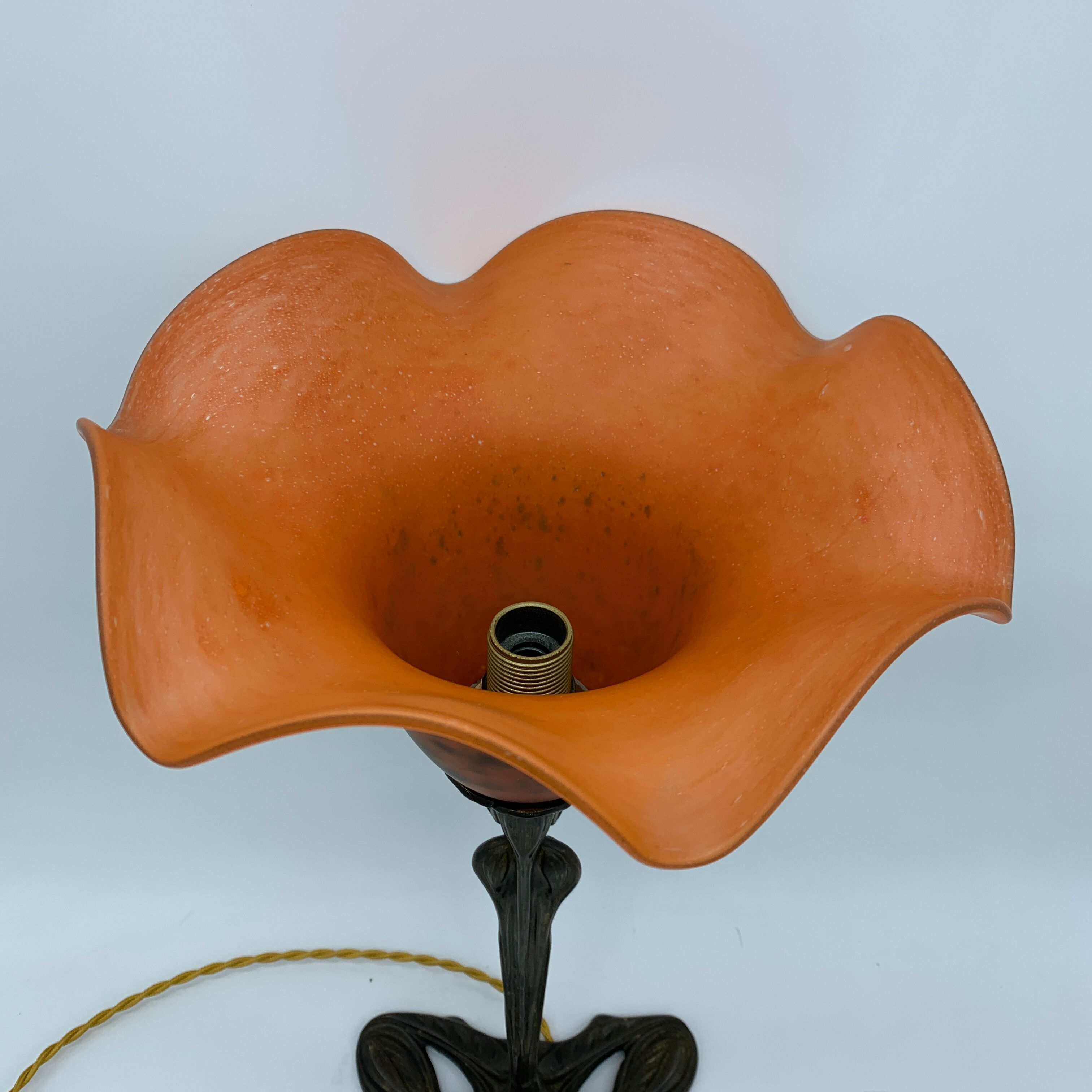 Art Nouveau Bronze style lamp and glass pasta