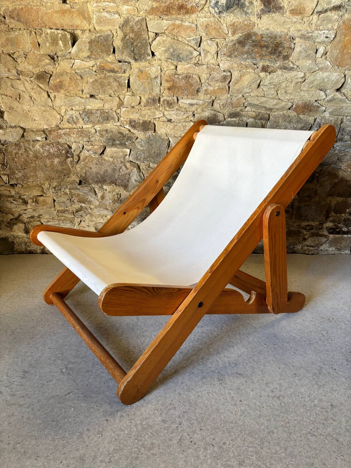 Vintage IKEA pine lounge chair from 1974