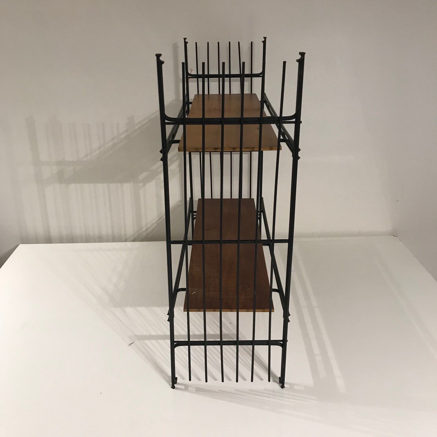 Vintage teak and metal shelf