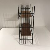 Vintage teak and metal shelf