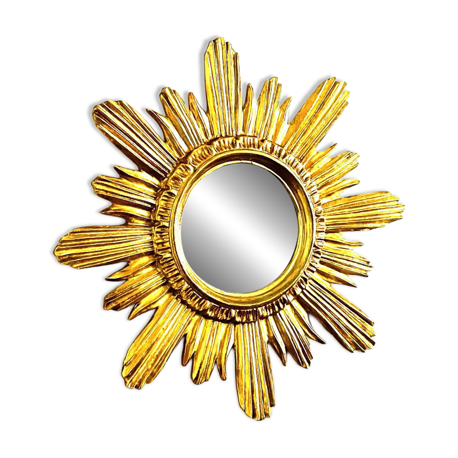 Wenz golden wood sun mirror, Germany, 1960s
