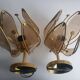 Pair of vintage brass wall sconces with glass shades