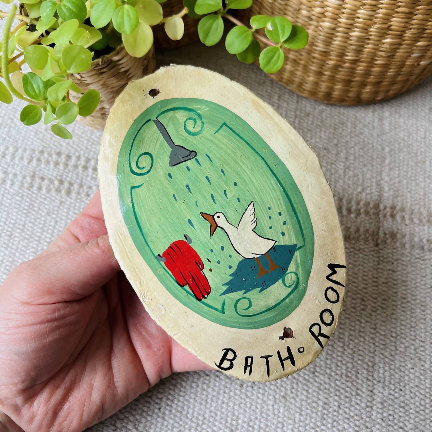 Old enameled plaque “Bathroom”