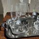 Small engraved silver metal tray L22