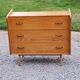 Vintage chest of drawers in golden blond oak legs compass and fins 3 drawers from the 50s
