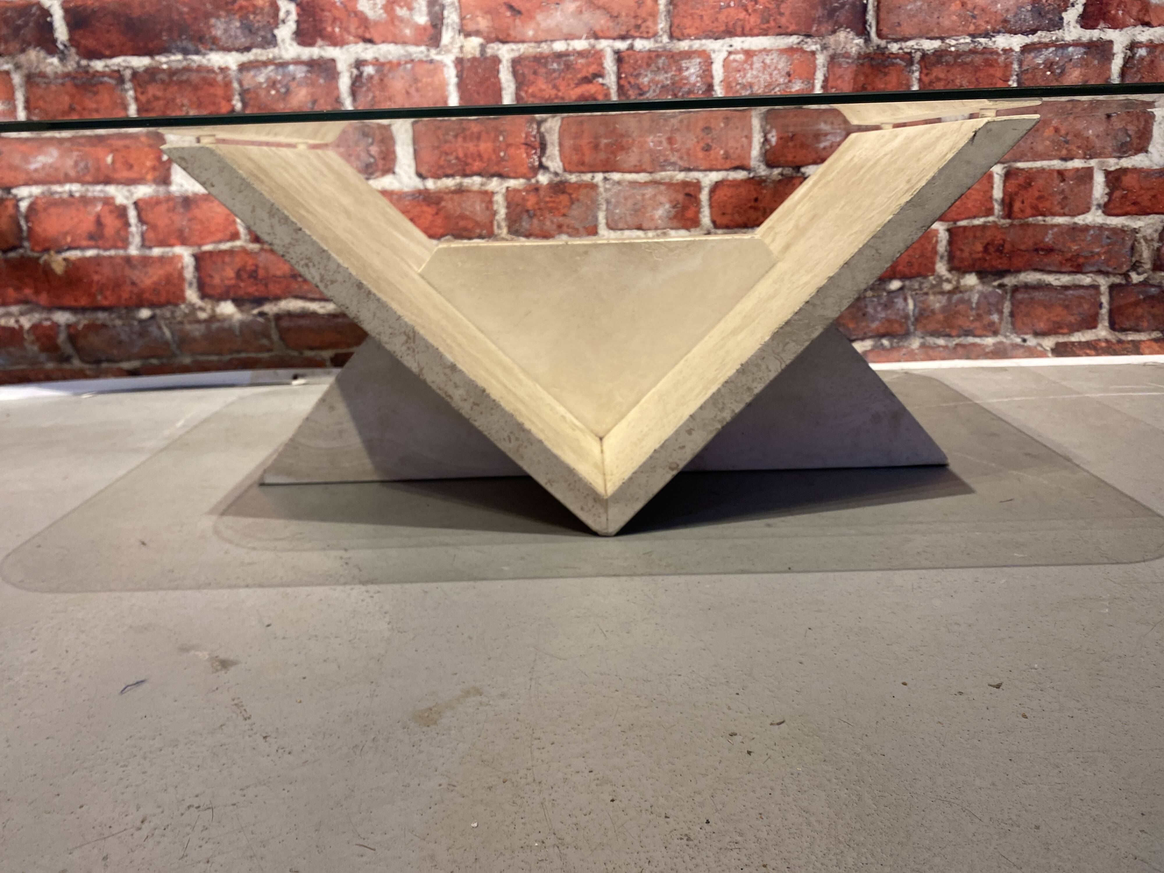 Coffee table in white marble and glass