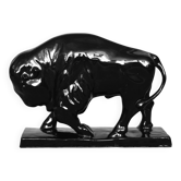 Figurine de bison en porcelaine de grande taille, Vintage MidCentury Nordique Moderne Noir