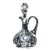 Carafe cannette aiguière liqueur / huile en cristal de Bohème taillé H18cm