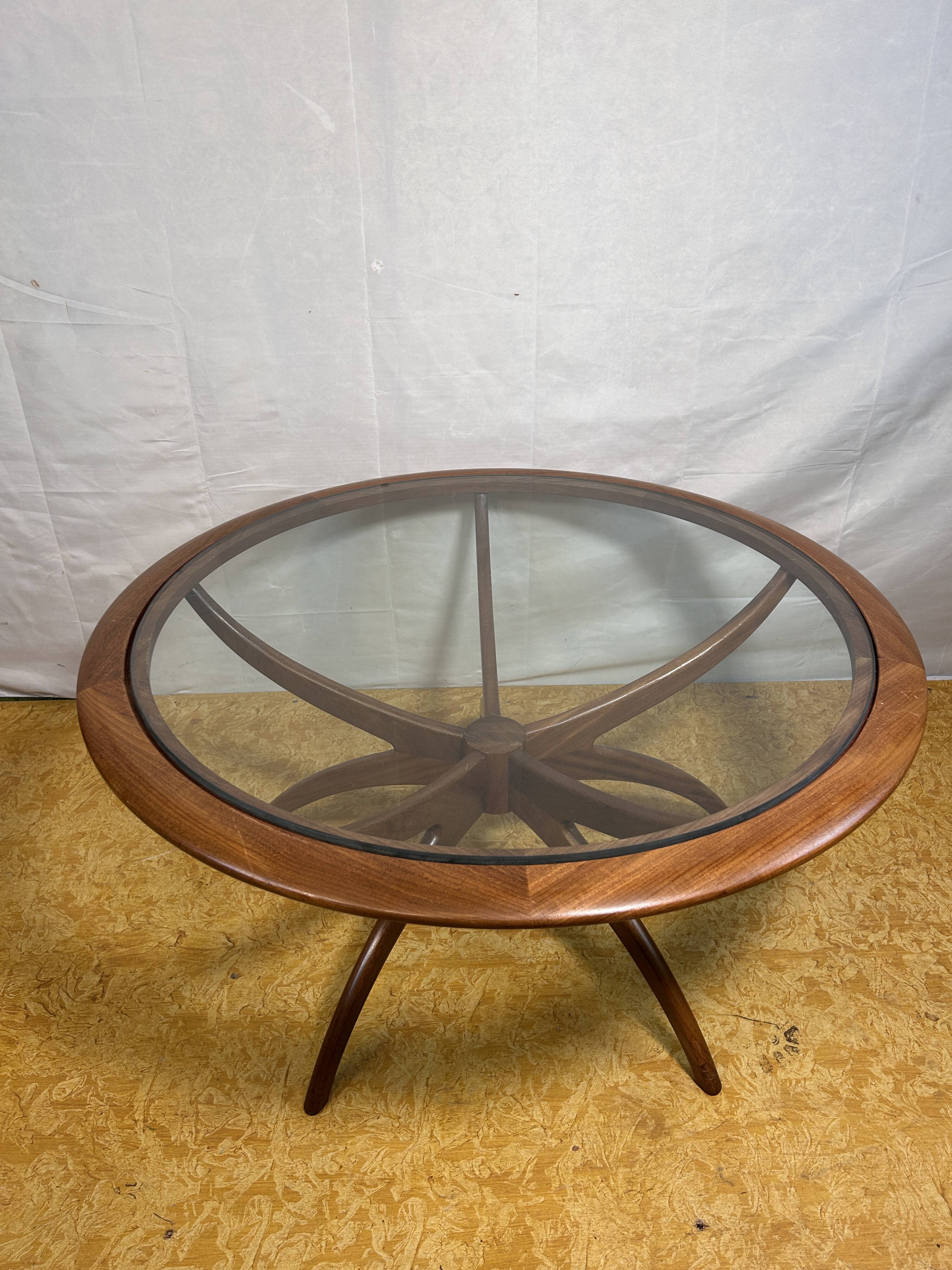 Mid Century retro vintage teak spider astro coffee table 1970  Viktor Wilki