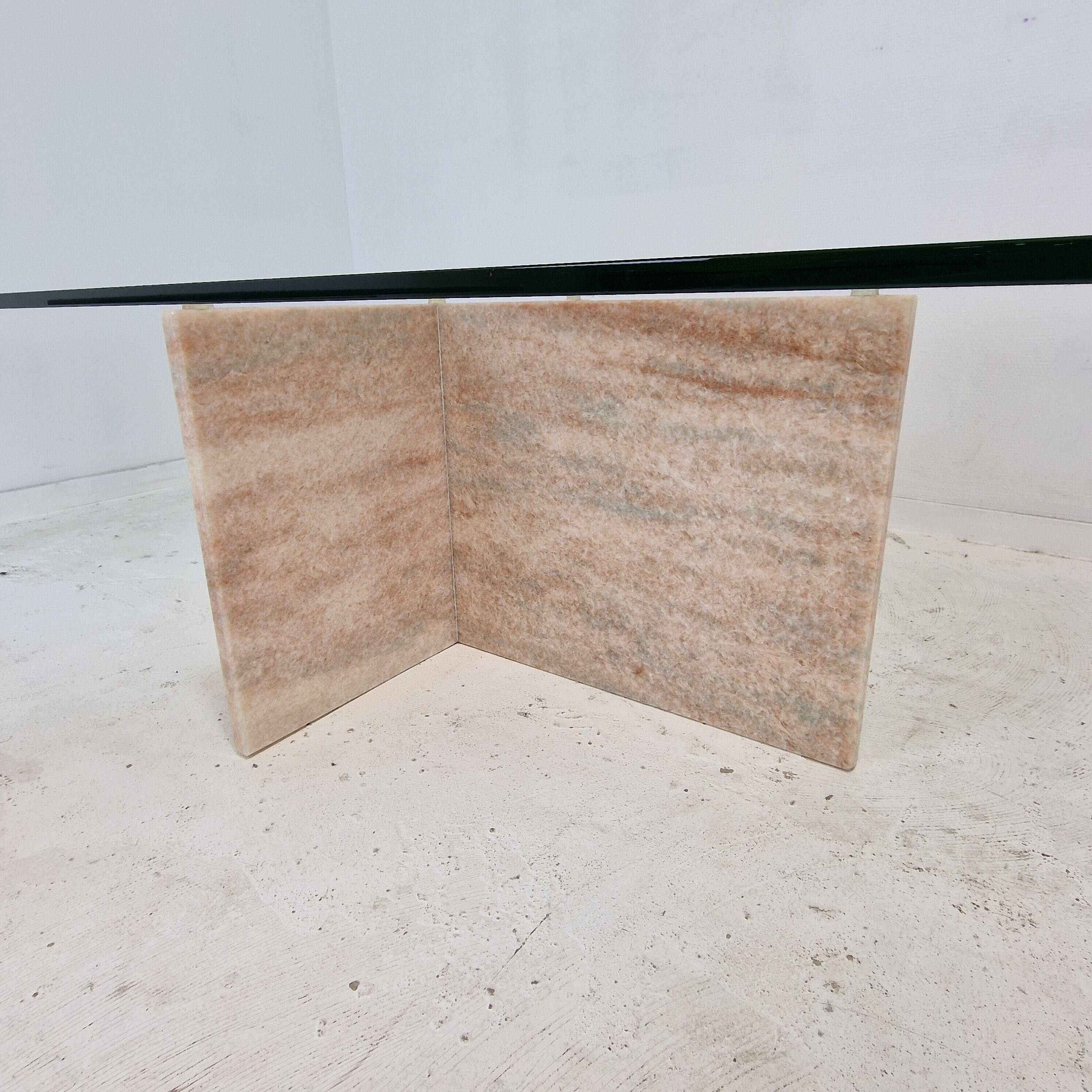 Set of 3 Italian Marble Coffee or Side Tables with Glass, 1980s