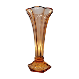 Val Saint Lambert Art deco vaas, serie Luxval model Américain M, rosé kleur