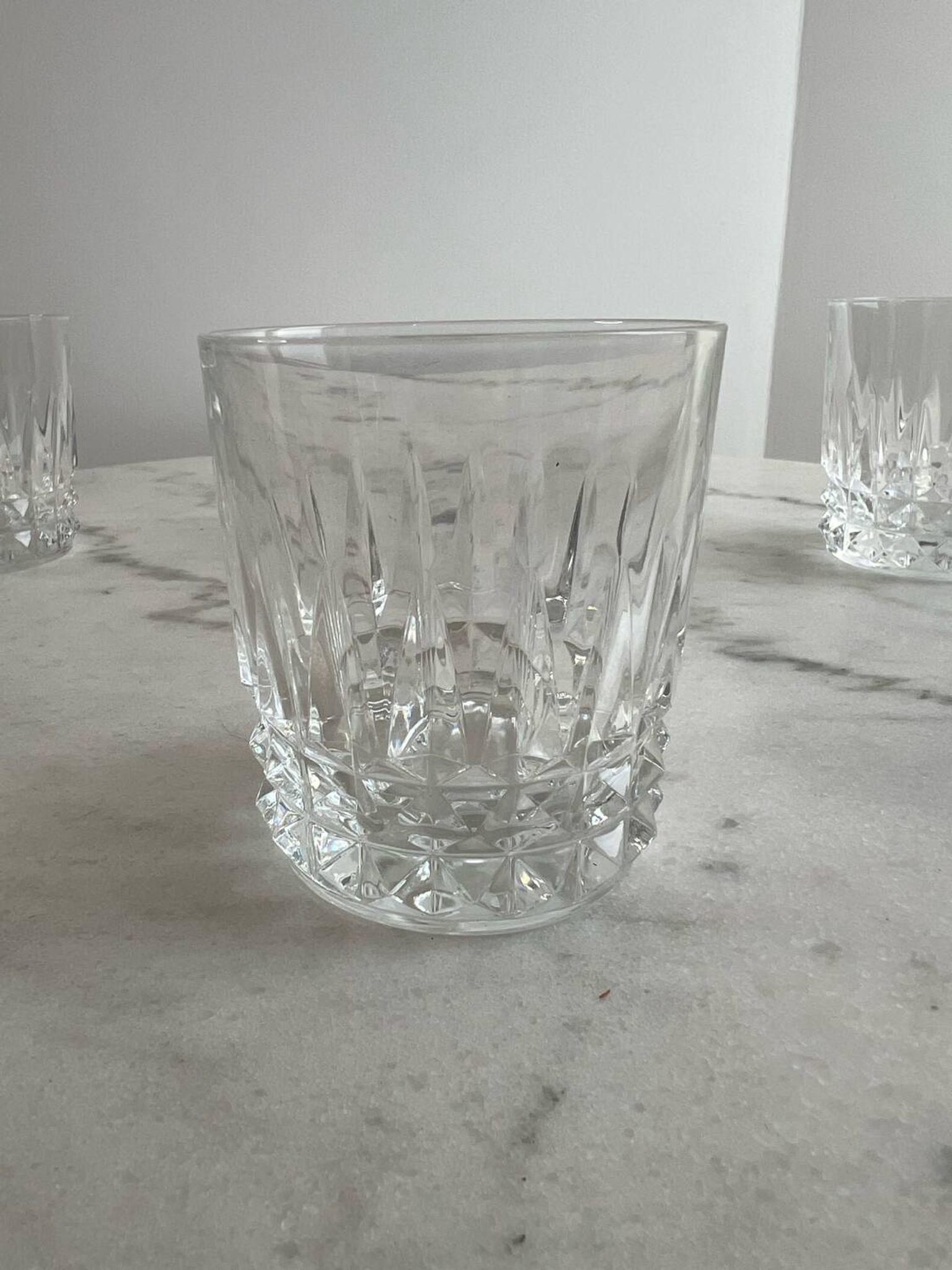 Set of three crystal whiskey glasses