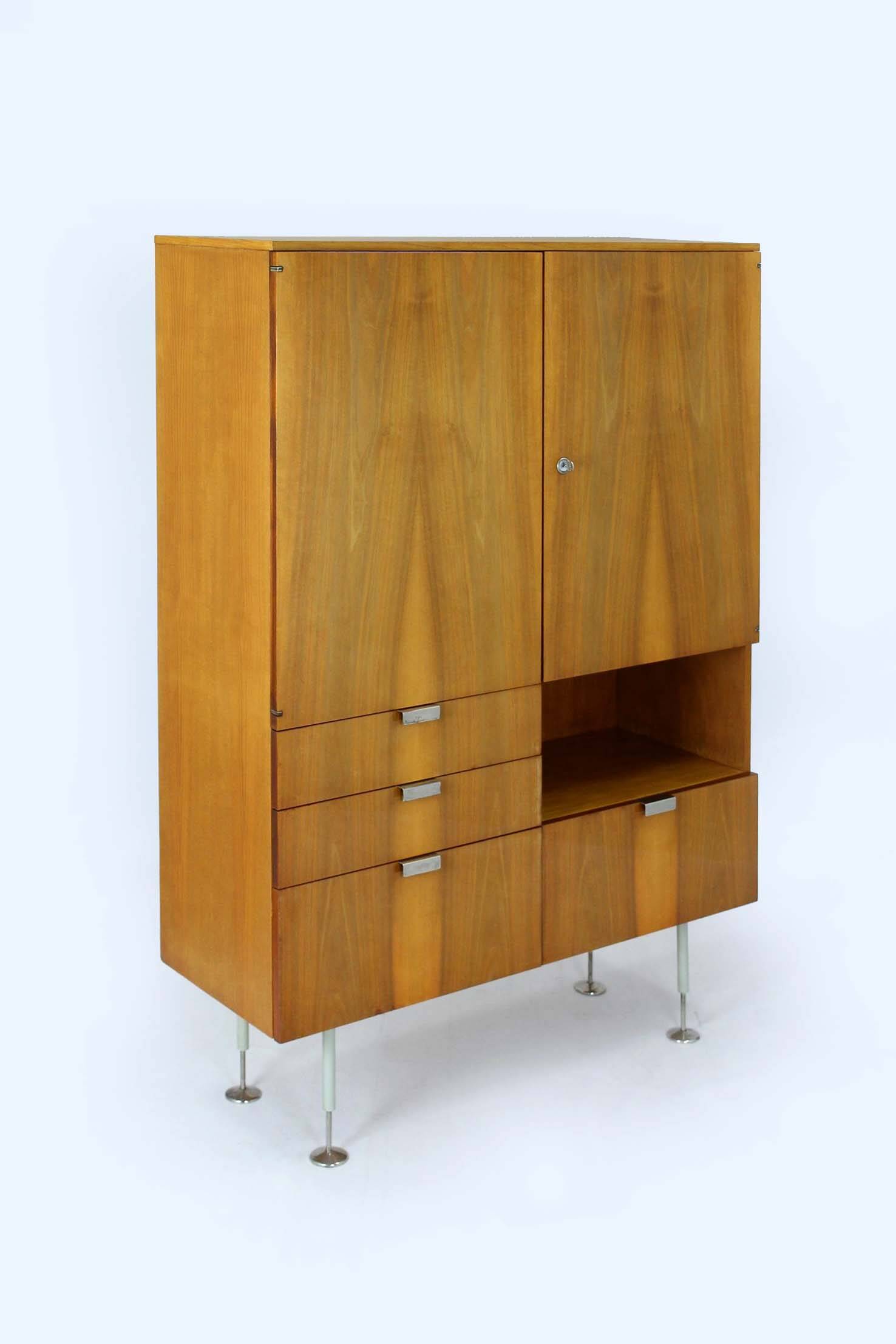 Mid-century ash and walnut wardrobes by Jitona, 1960s, set of 2.